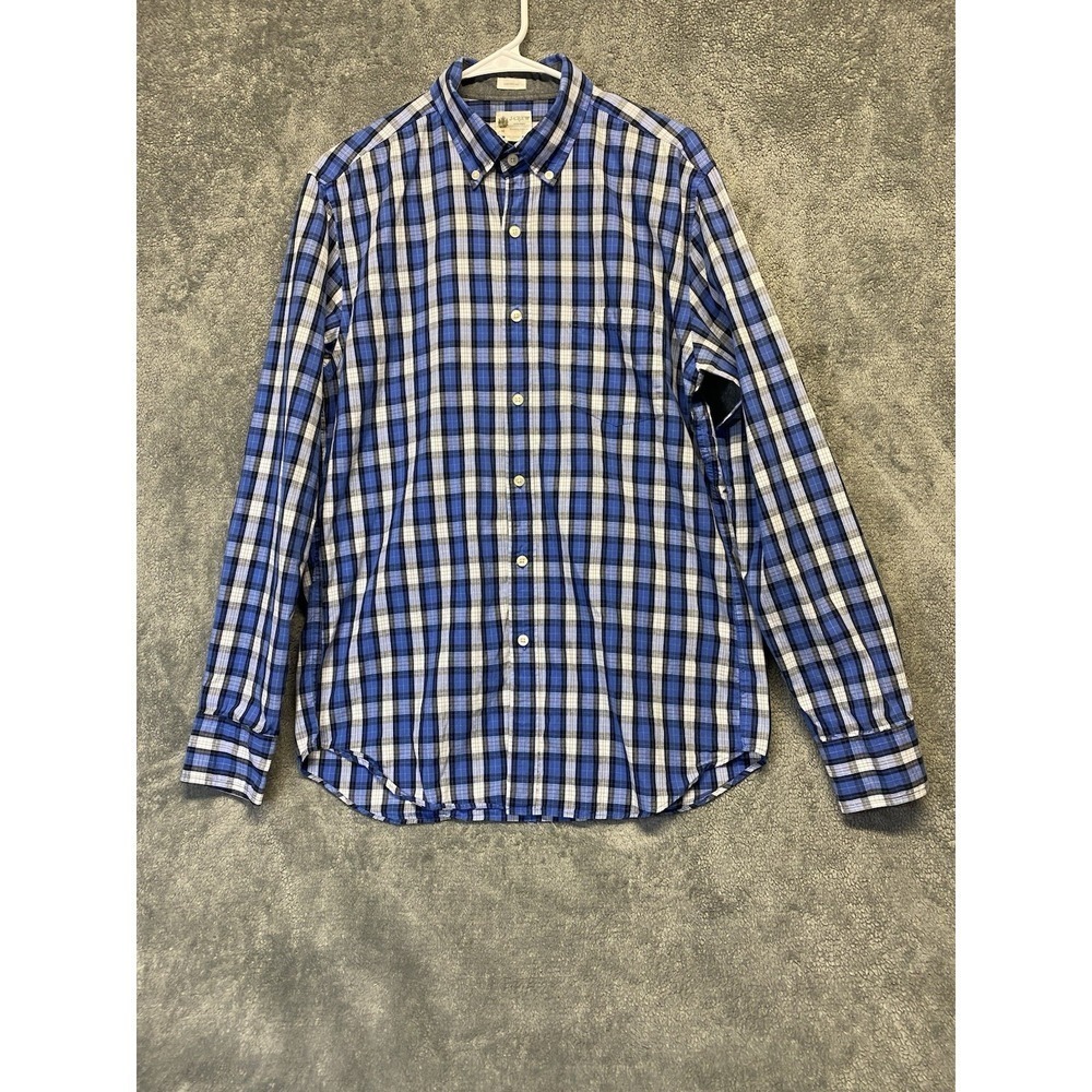 J.Crew Men Plaid Tailored Fit Long Sleeve Button-Down Shirt Blue Size M